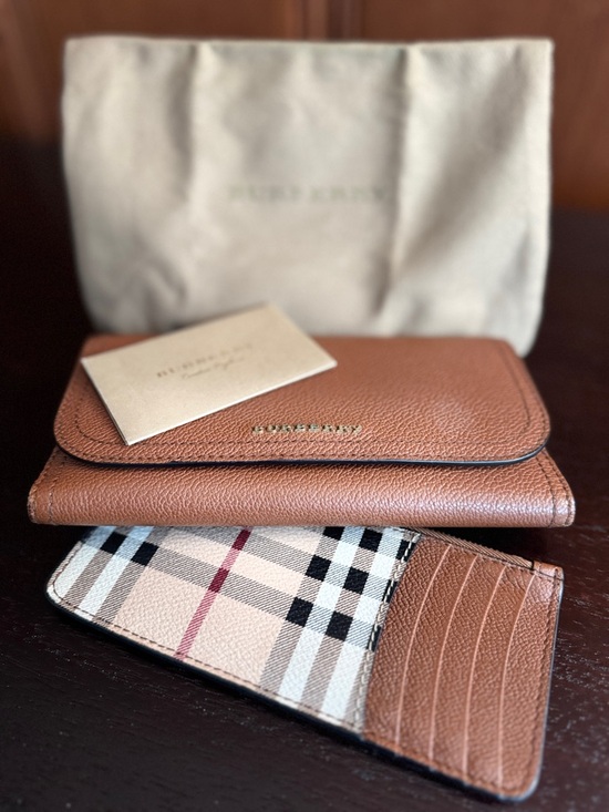 Burberry Handbags - Kenton Leather Flap Wallet with Removable Check Card Case
